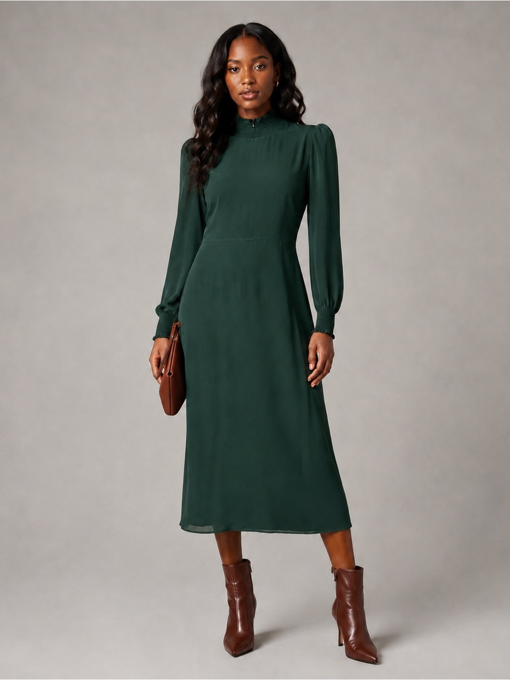 REFORMATION AUDE DRESS - Forest Green SZ14